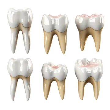 a set of four different types of tooth