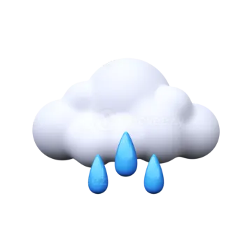 a white cloud with blue rain drops