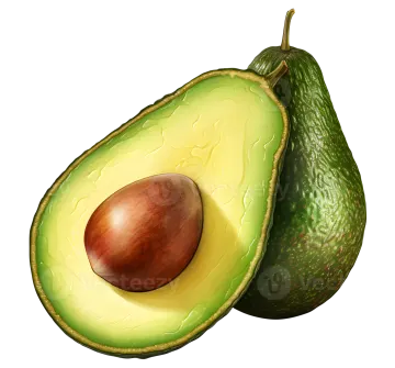 an avocal cut in half on a white background