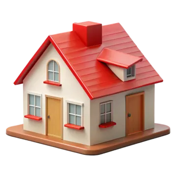 a small house with a red roof