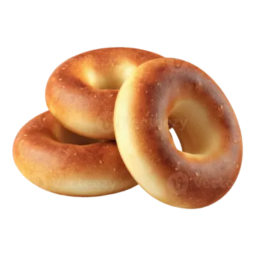three bagels on a white background