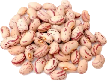 a pile of white and red peanuts