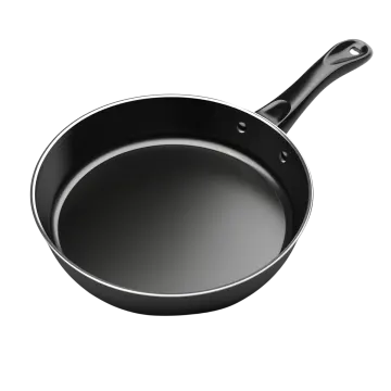 an empty frying pan on a white background