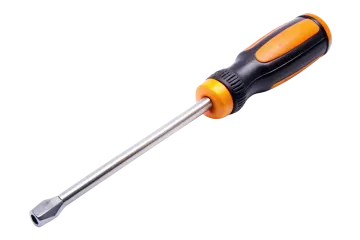 an orange and black screwdrive with a white background
