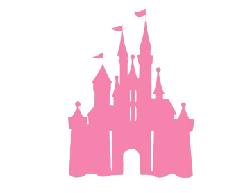 a pink silhouette of a castle