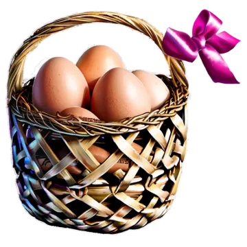 a basket with three eggs in it