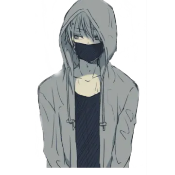 a drawing of a person wearing a hoodie