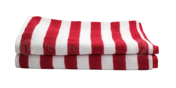 a pair of red and white striped towels