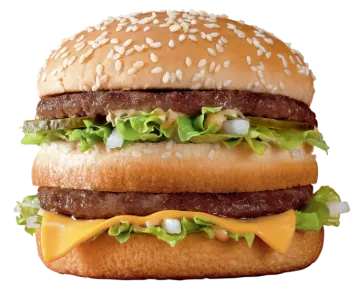 a close up of a hamburger on a white background