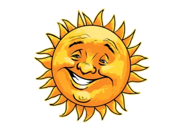 a cartoon sun with a smiling face