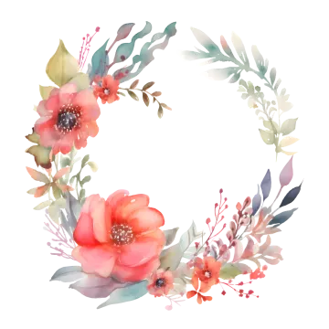 a watercolor floral wreath on a white background