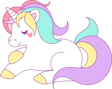 a drawing of a unicorn laying down