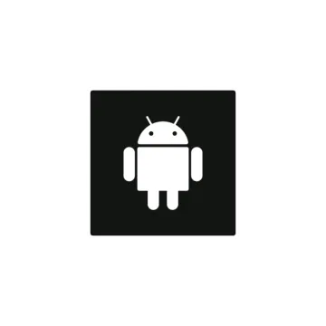 a black and white icon of an android