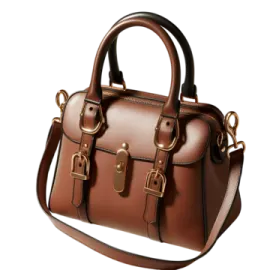 a brown handbag on a white background