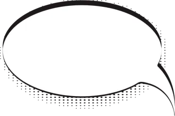 a black and white speech bubble