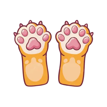 a pair of paws with pink hearts on them
