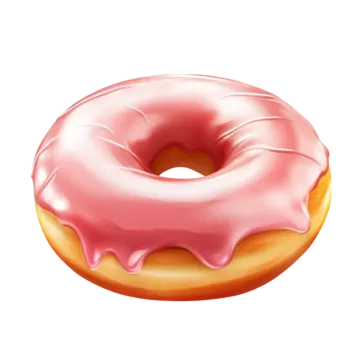a pink donut on a white background