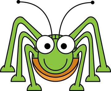 a green spider with a smile on its face