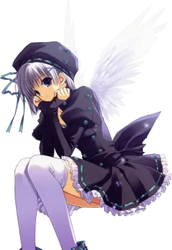 an anime girl in a black dress and hat