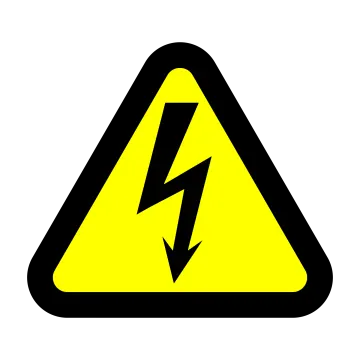 a yellow and black sign with a lightning symbol