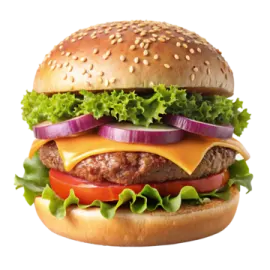 a hamburger with cheese and onions on it