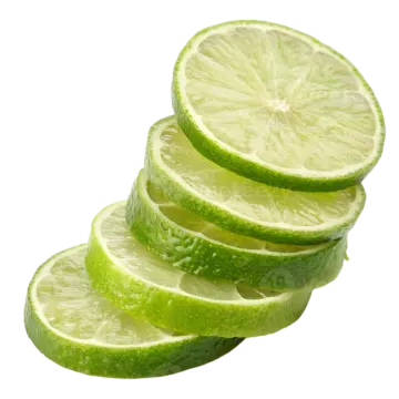 lime slices on a white background