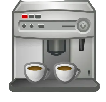 a coffee machine with two cups on it