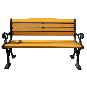 a wooden bench on a white background