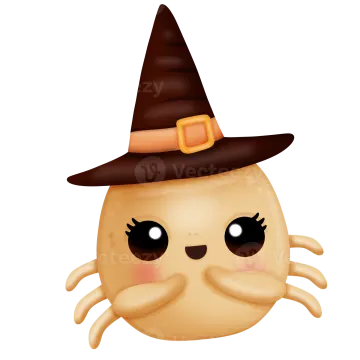 a cute potato wearing a witch hat