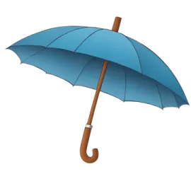 a blue umbrella on a white background