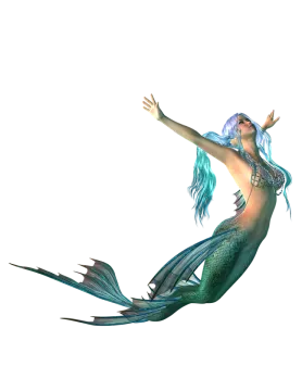 a mermaid sitting on top of a white surface