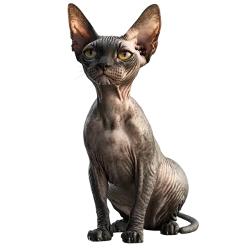 a hairless cat sitting on a white background