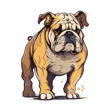 a bulldog dog standing on a white background