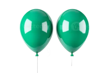 two green balloons on white background