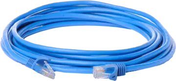a blue ethernet cable on a white background