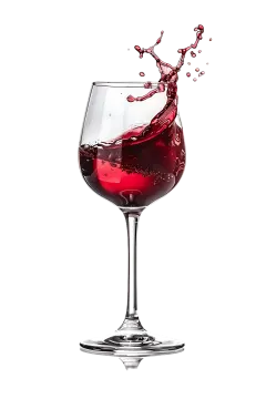 red wine splashing into a glass