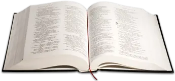 an open book on a white background