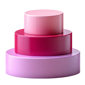 a stack of three pink and purple containers
