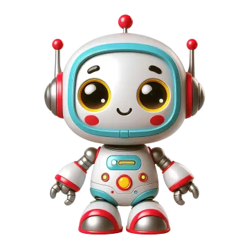 a little robot with headphones on