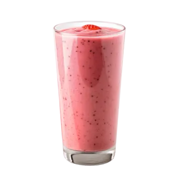 a glass filled with a strawberry smoothie