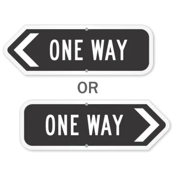 two black and white arrow stickers with one way or the other way