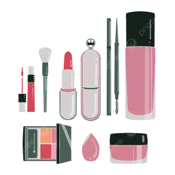 a set of cosmetics and makeup products