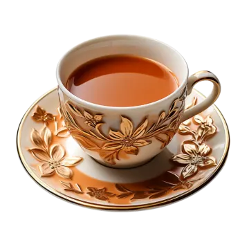 a cup of tea on a saucer