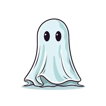 a white ghost with black eyes and a black nose