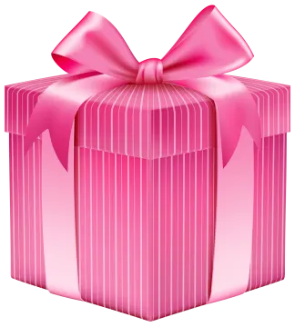 a pink gift box with a bow