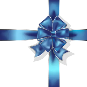 a blue ribbon with a bow