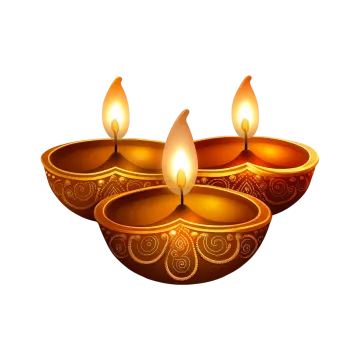 three candles on a white background