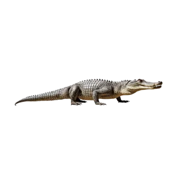 an alligator toy on a white background
