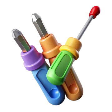 a bunch of colorful screws on a white background