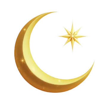 a golden crescent with a star on top